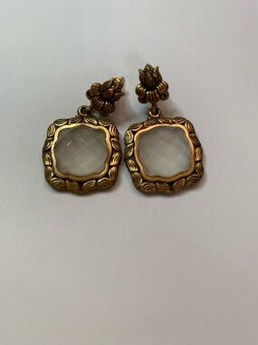 Studio Barse Gold-Tone Floral Drop Earrings with Mother-of-Pearl Centers